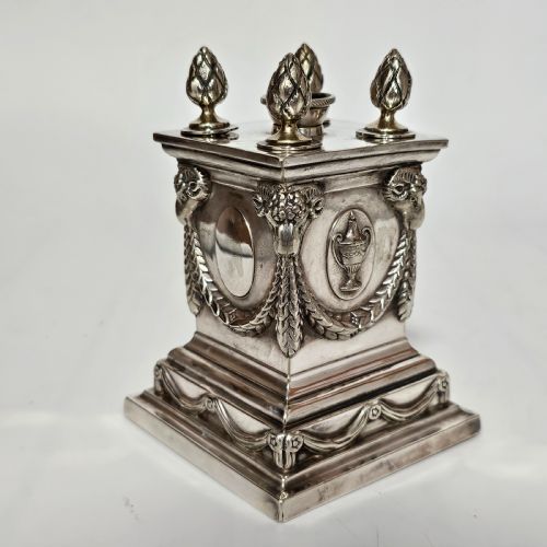 impressive large victorian silver plated table desk lighter richard hodd and son - CATEGORY: ANTIQUE SILVER - DATED VICTORIAN