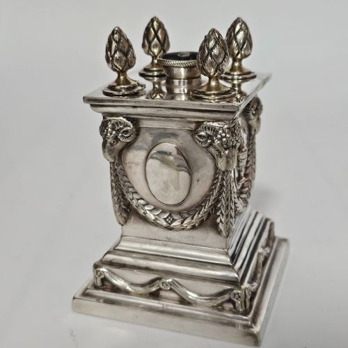 IMPRESSIVE LARGE VICTORIAN SILVER PLATED TABLE DESK LIGHTER RICHARD HODD AND SON - ADDITIONAL PHOTO 7