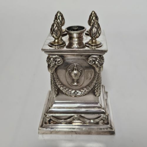 IMPRESSIVE LARGE VICTORIAN SILVER PLATED TABLE DESK LIGHTER RICHARD HODD AND SON - ADDITIONAL PHOTO 8