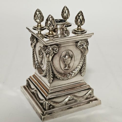 IMPRESSIVE LARGE VICTORIAN SILVER PLATED TABLE DESK LIGHTER RICHARD HODD AND SON - ADDITIONAL PHOTO 12