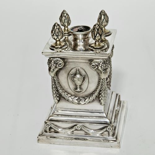 IMPRESSIVE LARGE VICTORIAN SILVER PLATED TABLE DESK LIGHTER RICHARD HODD AND SON - ADDITIONAL PHOTO 13
