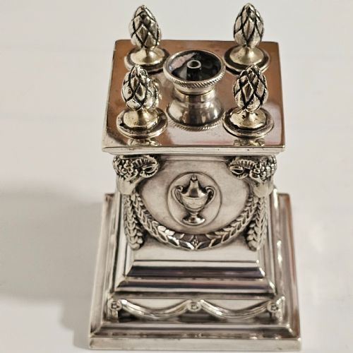 IMPRESSIVE LARGE VICTORIAN SILVER PLATED TABLE DESK LIGHTER RICHARD HODD AND SON - ADDITIONAL PHOTO 16
