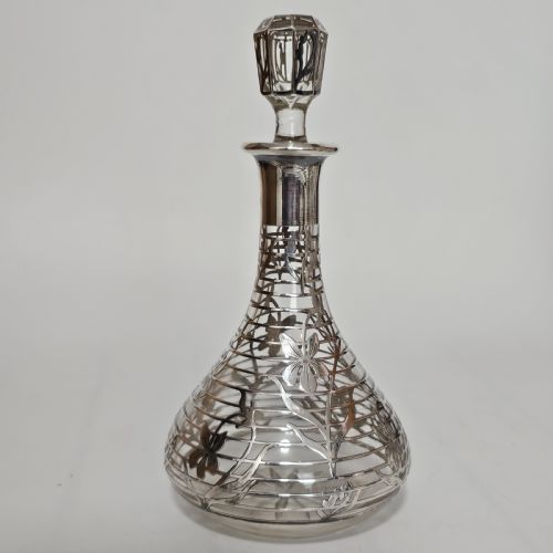 EXQUISITE EARLY 20THC SILVER OVERLAID SMALL DECANTERBOTTLE - ADDITIONAL PHOTO 2