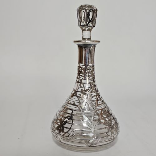 EXQUISITE EARLY 20THC SILVER OVERLAID SMALL DECANTERBOTTLE - ADDITIONAL PHOTO 3
