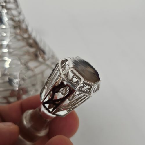 EXQUISITE EARLY 20THC SILVER OVERLAID SMALL DECANTERBOTTLE - ADDITIONAL PHOTO 5