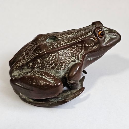 ANTIQUE BRONZE FROGTOAD WITH GLASS EYES PEN HOLDER C1900 - ADDITIONAL PHOTO 12