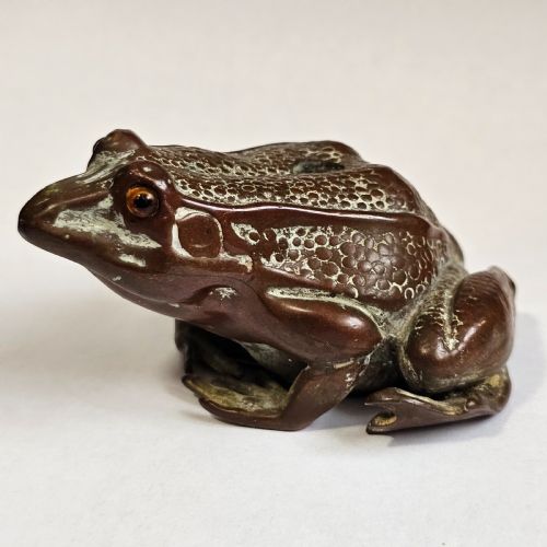 ANTIQUE BRONZE FROGTOAD WITH GLASS EYES PEN HOLDER C1900 - ADDITIONAL PHOTO 10