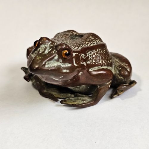 ANTIQUE BRONZE FROGTOAD WITH GLASS EYES PEN HOLDER C1900 - ADDITIONAL PHOTO 16