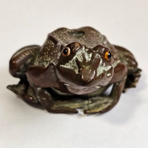 ANTIQUE BRONZE FROGTOAD WITH GLASS EYES PEN HOLDER C1900 - ADDITIONAL PHOTO 17