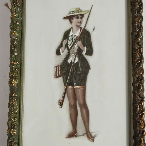 FABULOUS RARE RISQUE YOUNG LADY FROM CIRCA 1900 PAINTED ON PORCELAIN - ADDITIONAL PHOTO 1
