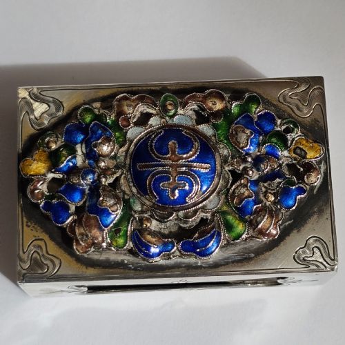 FABULOUS RARE STG SILVER ENAMELLED PLAQUE MATCHBOX HOLDER EDWARD I FARMER NEW YORK - ADDITIONAL PHOTO 6
