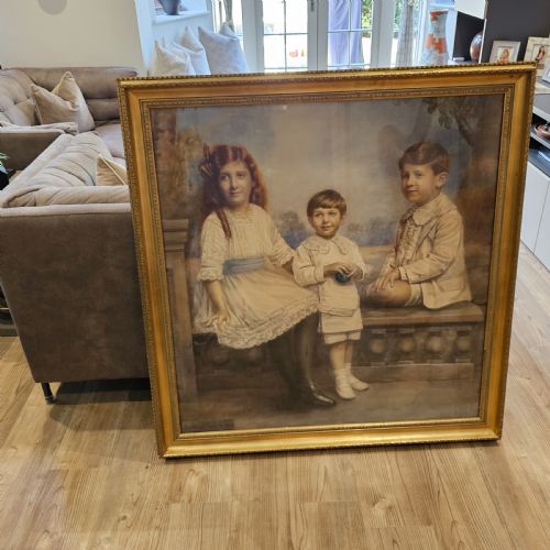 extremely well painted large family portrait c1913 108cm x 108cm koshua smith - CATEGORY: ANTIQUE ART - DATED 1910