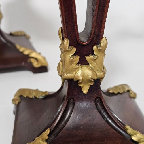 ANTIQUE ART NOUVEAU JUGENDSTIL 1920 BRONZE GILT WALNUT CANDELABRA - ADDITIONAL PHOTO 12