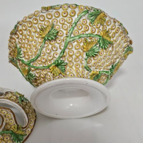 RARE SPODE FLOWERENCRUSTED POTPOURRI BOWL COVER C1830 - ADDITIONAL PHOTO 5