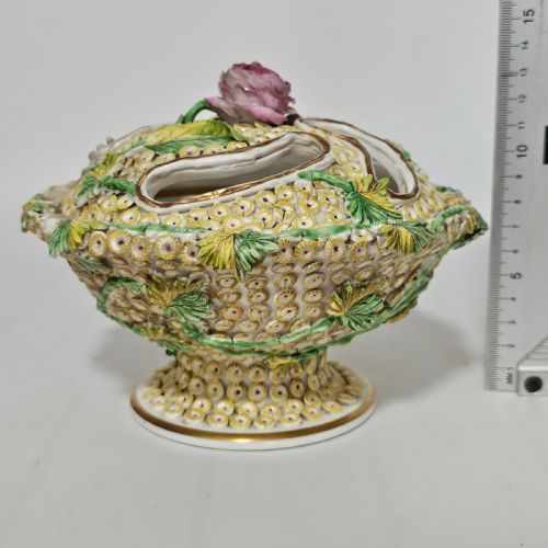RARE SPODE FLOWERENCRUSTED POTPOURRI BOWL COVER C1830 - ADDITIONAL PHOTO 13