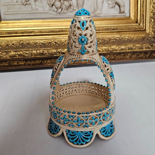 fig 1. A Rare Reticulated Hungarian Zsolnay Pecs Pottery Basket c1885-1887