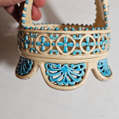 fig 4. A Rare Reticulated Hungarian Zsolnay Pecs Pottery Basket c1885-1887