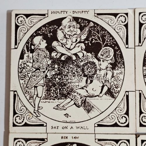 SET 4 X ANTIQUE MINTON HOLLINS CO NURSERY RHYME TILES - ADDITIONAL PHOTO 1