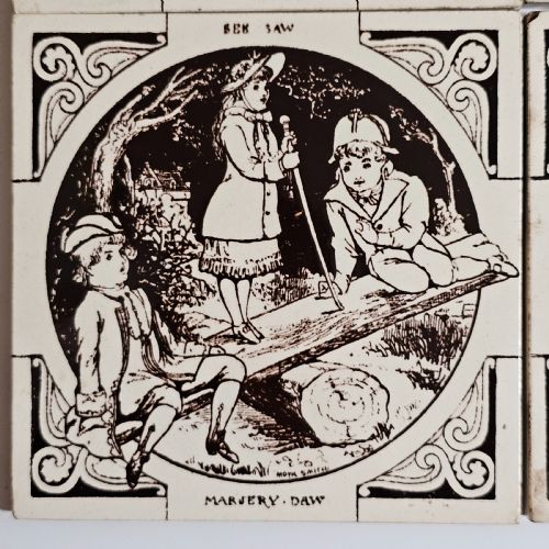 SET 4 X ANTIQUE MINTON HOLLINS CO NURSERY RHYME TILES - ADDITIONAL PHOTO 4
