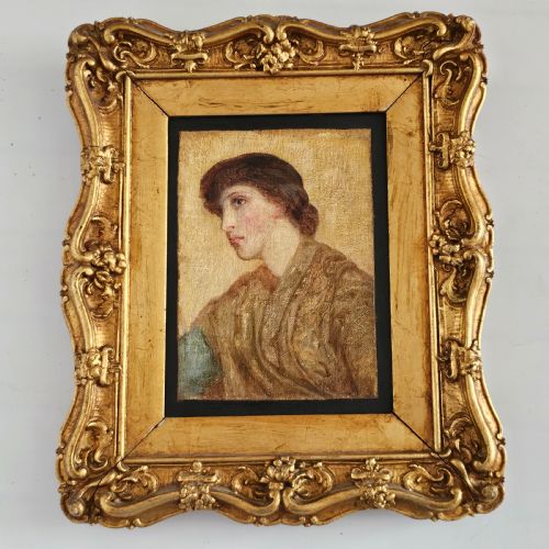 preraphaelite painting of a young woman in the manner of arthur hughes c1875 - CATEGORY: ANTIQUE ART - DATED 19TH CENTURY