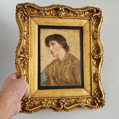 PRERAPHAELITE PAINTING OF A YOUNG WOMAN IN THE MANNER OF ARTHUR HUGHES C1875 - ADDITIONAL PHOTO 1
