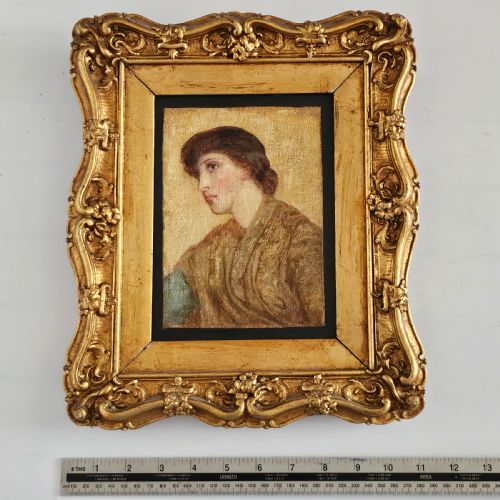 PRERAPHAELITE PAINTING OF A YOUNG WOMAN IN THE MANNER OF ARTHUR HUGHES C1875 - ADDITIONAL PHOTO 2
