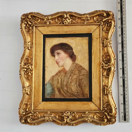 PRERAPHAELITE PAINTING OF A YOUNG WOMAN IN THE MANNER OF ARTHUR HUGHES C1875 - ADDITIONAL PHOTO 3