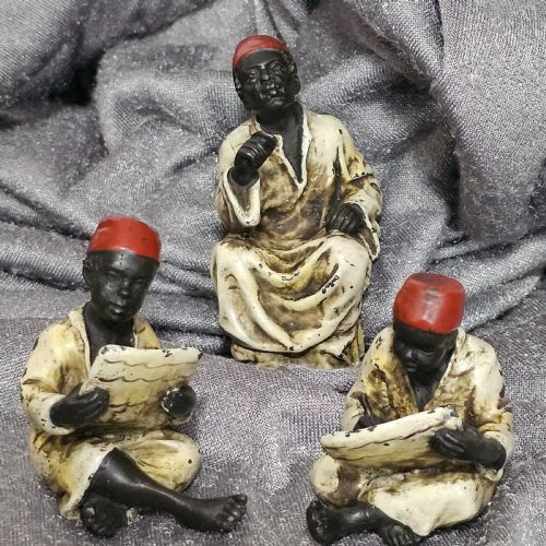 COLDPAINTED BRONZE FIGURINES ARABIAN SCHOLARS TEACHER TRIO STAMPED B FOR FRANZ BERGMAN - ADDITIONAL PHOTO 1