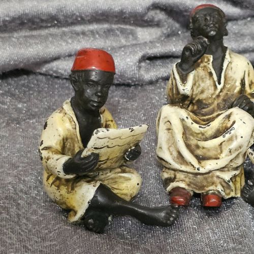 COLDPAINTED BRONZE FIGURINES ARABIAN SCHOLARS TEACHER TRIO STAMPED B FOR FRANZ BERGMAN - ADDITIONAL PHOTO 5
