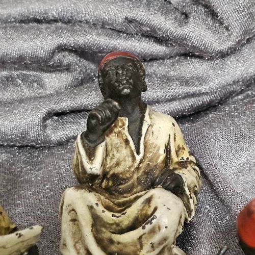 COLDPAINTED BRONZE FIGURINES ARABIAN SCHOLARS TEACHER TRIO STAMPED B FOR FRANZ BERGMAN - ADDITIONAL PHOTO 6