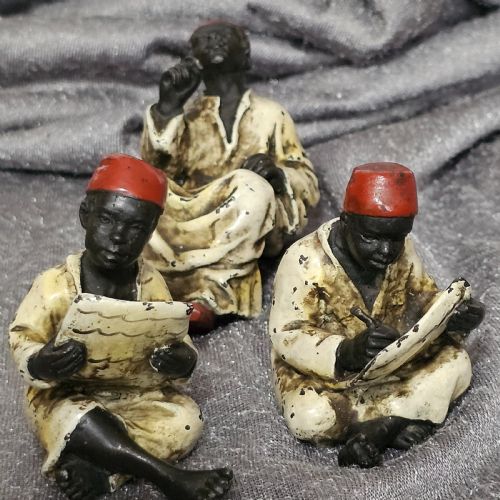 COLDPAINTED BRONZE FIGURINES ARABIAN SCHOLARS TEACHER TRIO STAMPED B FOR FRANZ BERGMAN - ADDITIONAL PHOTO 7