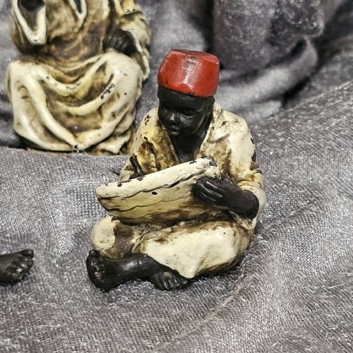 COLDPAINTED BRONZE FIGURINES ARABIAN SCHOLARS TEACHER TRIO STAMPED B FOR FRANZ BERGMAN - ADDITIONAL PHOTO 8