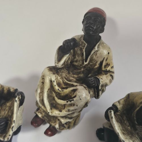 COLDPAINTED BRONZE FIGURINES ARABIAN SCHOLARS TEACHER TRIO STAMPED B FOR FRANZ BERGMAN - ADDITIONAL PHOTO 12