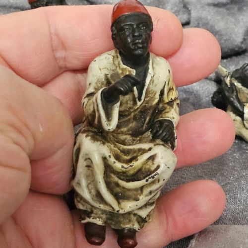 COLDPAINTED BRONZE FIGURINES ARABIAN SCHOLARS TEACHER TRIO STAMPED B FOR FRANZ BERGMAN - ADDITIONAL PHOTO 19