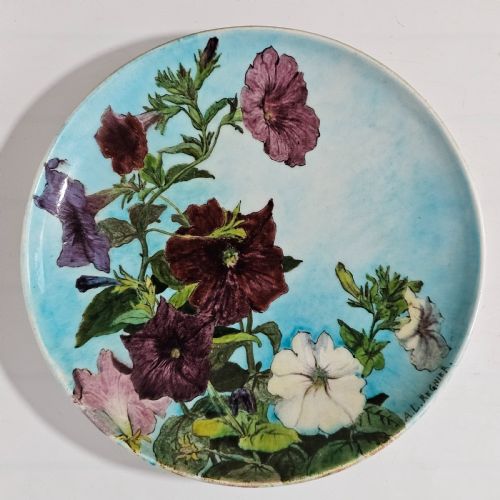 a l regnier for thodore deck exquisite handpainted faience charger c1910 - CATEGORY: ANTIQUE CERAMICS - DATED 1910