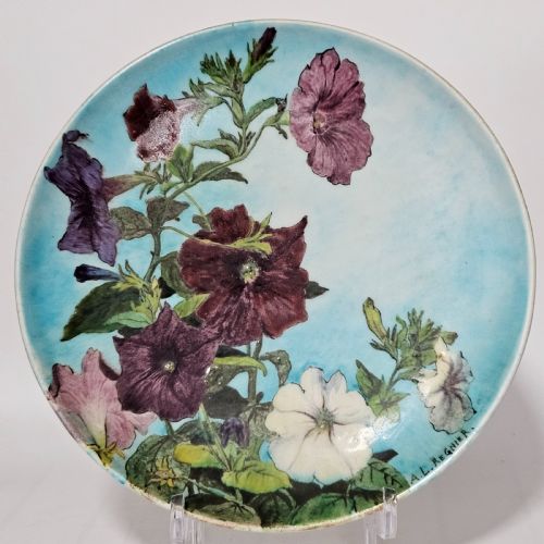 A L REGNIER FOR THODORE DECK EXQUISITE HANDPAINTED FAIENCE CHARGER C1910 - ADDITIONAL PHOTO 5