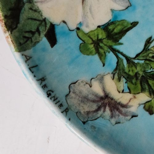 A L REGNIER FOR THODORE DECK EXQUISITE HANDPAINTED FAIENCE CHARGER C1910 - ADDITIONAL PHOTO 6