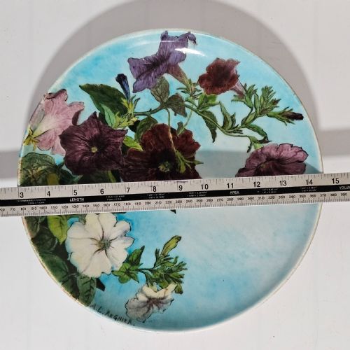 A L REGNIER FOR THODORE DECK EXQUISITE HANDPAINTED FAIENCE CHARGER C1910 - ADDITIONAL PHOTO 8