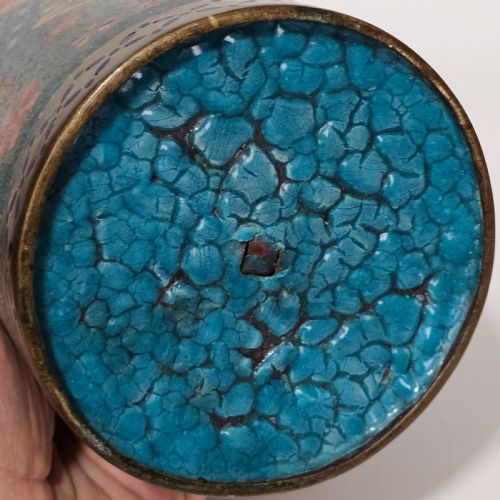 FINE LARGE CYLINDRICAL PAIR OF ORIENTAL CLOISONNE VASES C1900 305CM - ADDITIONAL PHOTO 5