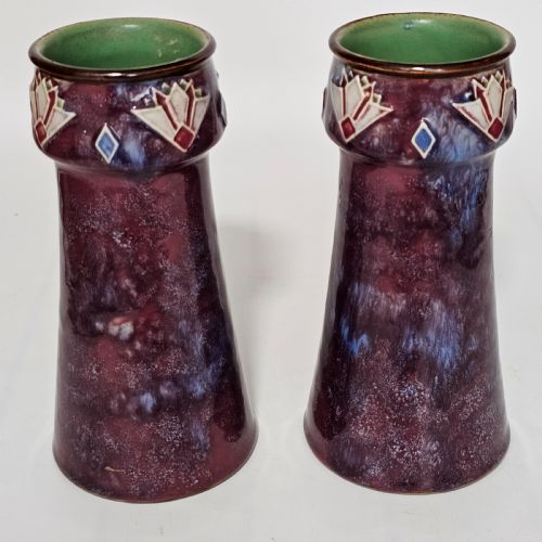 attractive pair of purple royal doulton art deco vases c1920s - CATEGORY: ANTIQUE VASES - DATED 1920