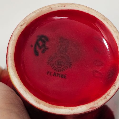 DELIGHTFUL ROYAL DOULTON ENGLAND FLAMBE WARE VASE SIGNED FM FRED MOORE - ADDITIONAL PHOTO 7
