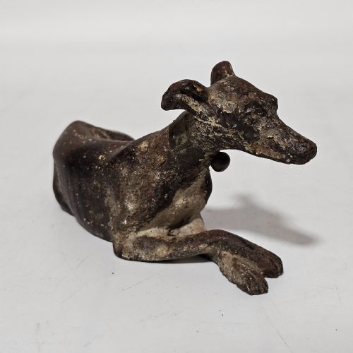 FABULOUS 19THC CAST IRON SEATED GREYHOUND DESK WEIGHT - ADDITIONAL PHOTO 2