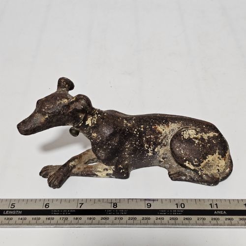 FABULOUS 19THC CAST IRON SEATED GREYHOUND DESK WEIGHT - ADDITIONAL PHOTO 10
