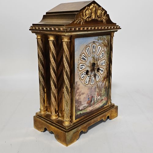 19TH CENTURY FRENCH GILT BRONZE PORCELAIN MANTEL CLOCK - ADDITIONAL PHOTO 2