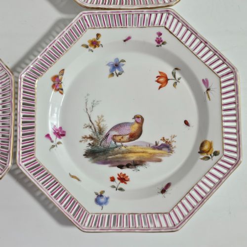 FOUR ANTIQUE KPM BERLIN PORCELAIN OCTAGONAL FRETTED PAINTED PLATES - ADDITIONAL PHOTO 7