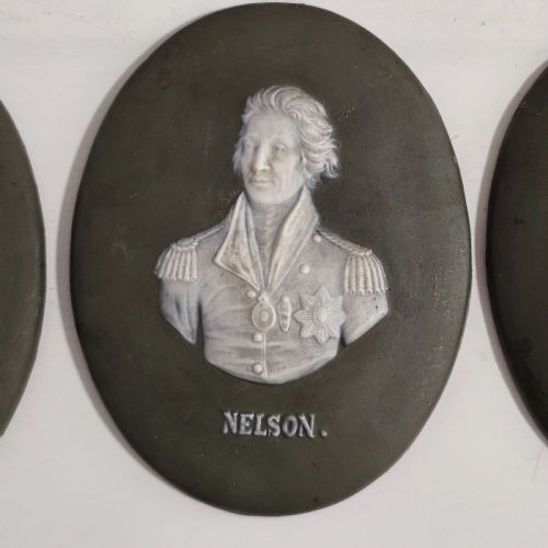 3 X RELIEF BASALT PORTRAIT PLAQUES DUKE OF WELLINGTON NAPOLEON BONAPARTE LORD NELSON - ADDITIONAL PHOTO 1