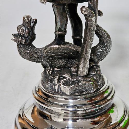 19THC ST GEORGE SLAYING THE DRAGON SP GLASS EPERGNE JAMES DEAKIN - ADDITIONAL PHOTO 10