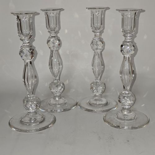 SET OF FOUR MATCHING CRYSTAL CUT CANDLESTICKS LATE 19THC - ADDITIONAL PHOTO 1