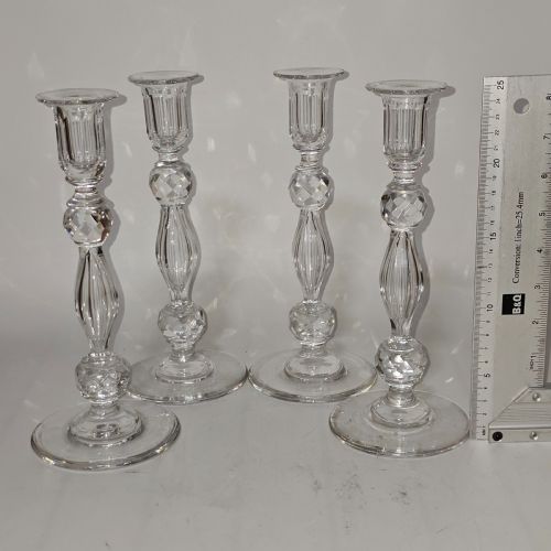 SET OF FOUR MATCHING CRYSTAL CUT CANDLESTICKS LATE 19THC - ADDITIONAL PHOTO 14