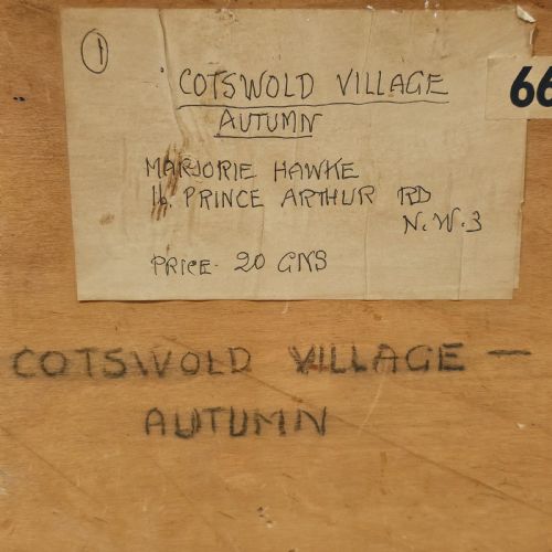 MARJORIE HAWKES OIL ON BOARD BRITISH MID 20TH CENTURY A COTSWOLD VILLAGE - ADDITIONAL PHOTO 5